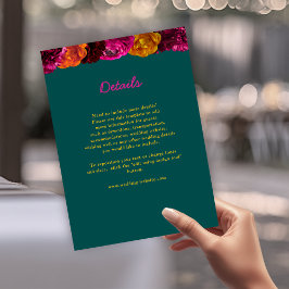 Cartão De Informações Detalhes do casamento floral verde-na moda brilhan