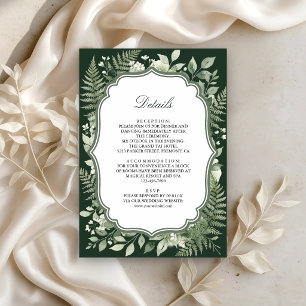 Cartão De Informações Detalhes do Casamento Floresta Encantada em Aquare