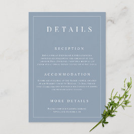 Cartão De Informações Detalhes do Casamento Formal Simples Dusty Blue