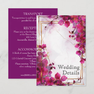 Cartão De Informações Detalhes do casamento Fuchsia Enchantment: Aquarel