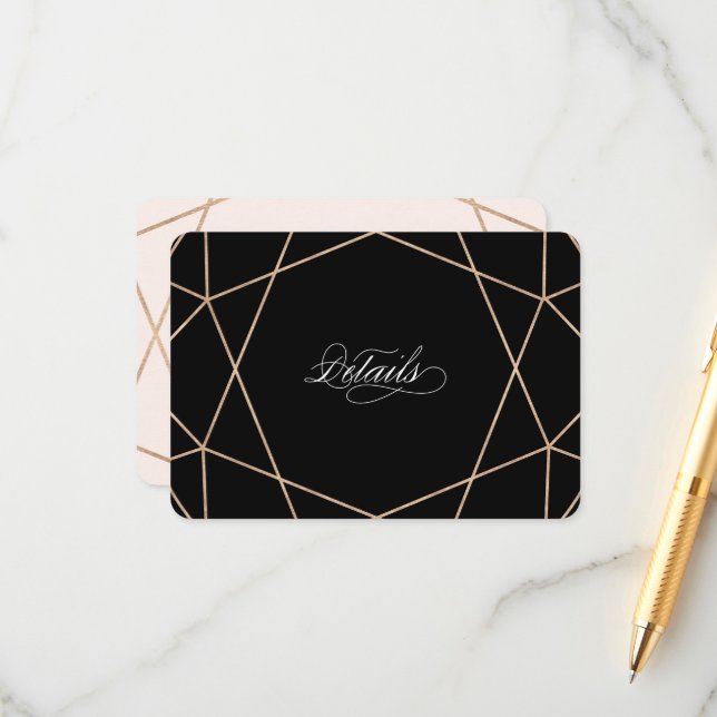 Cartão De Informações Detalhes do Casamento Geométrico Moderno da Diamon (Frente/Verso In Situ)