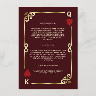 Cartão De Informações Detalhes do Casamento Gold Deep Burgundy Casino Ve