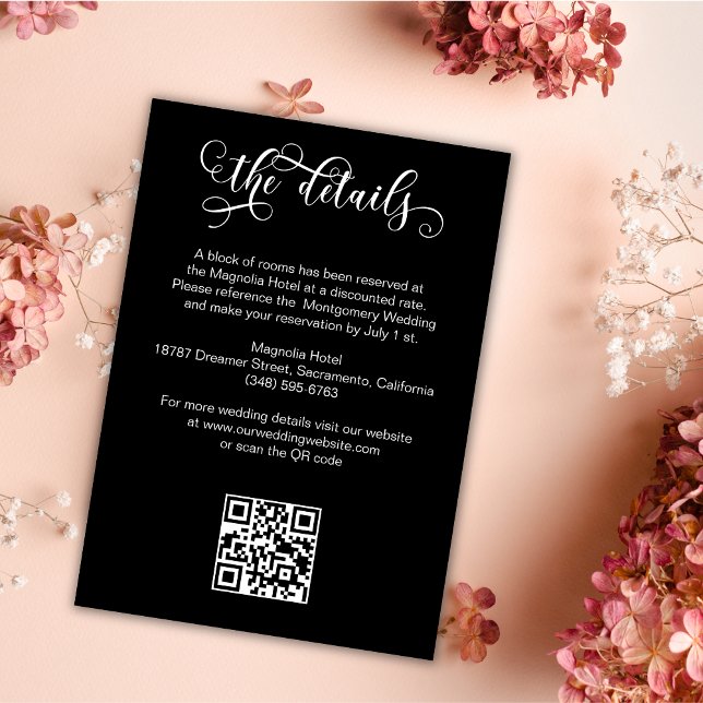 Cartão De Informações Detalhes do Casamento Gótico Romântico Callighraph (Criador carregado)