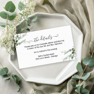 Cartão De Informações Detalhes do Casamento Greenery