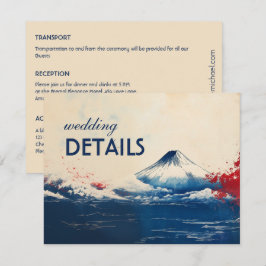 Cartão De Informações Detalhes do casamento Harmonia Japonesa com Fuji