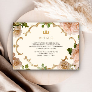 Cartão De Informações Detalhes do Casamento Indiano com Rosas Rosa Royal