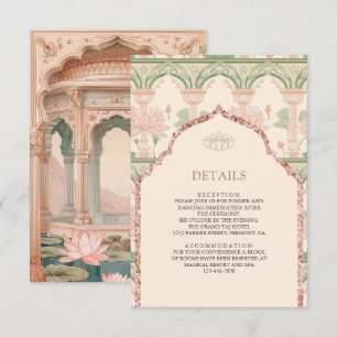 Cartão De Informações Detalhes do Casamento Indiano no Jardim do Lótus R