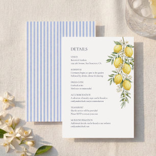 Cartão De Informações Detalhes do Casamento Italiano com Limão Enclosure