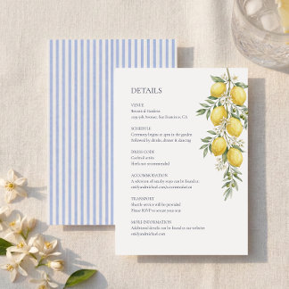 Cartão De Informações Detalhes do Casamento Italiano com Limão Enclosure