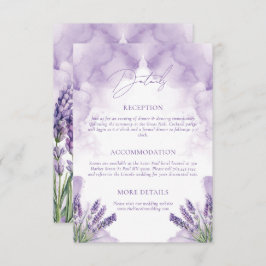 Cartão De Informações Detalhes do Casamento Jardim de Lavanda de Aquarel