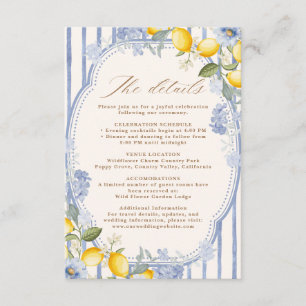 Cartão De Informações Detalhes do casamento La Dolce Vita Lemon Citrus