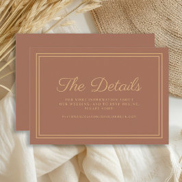 Cartão De Informações Detalhes do Casamento Laranja Queimado