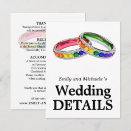 Cartão De Informações 🌈 Detalhes do Casamento LGBTQ Entrelaçados no Or