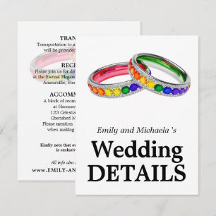 Cartão De Informações 🌈 Detalhes do Casamento LGBTQ Entrelaçados no Or