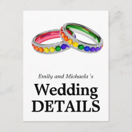Cartão De Informações 🌈  Detalhes do Casamento LGBTQ Entrelaçados no Or