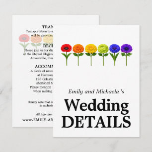 Cartão De Informações 🌈 Detalhes do Casamento LGBTQ Florescem Juntos