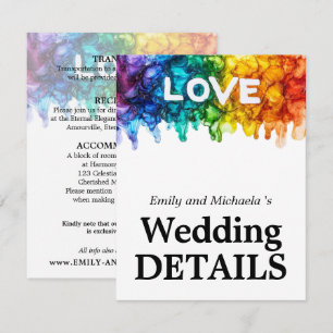 Cartão De Informações 🌈 Detalhes do Casamento LGBTQ Pintado com Amor