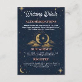Cartão De Informações Detalhes do Casamento Lua Celestial e Estrelas Enc