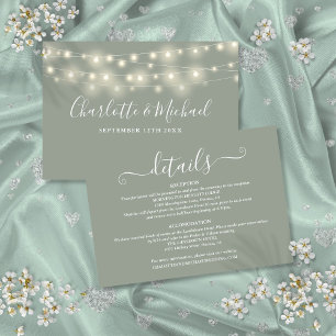 Cartão De Informações Detalhes do Casamento Luzes da Primavera Script Ve