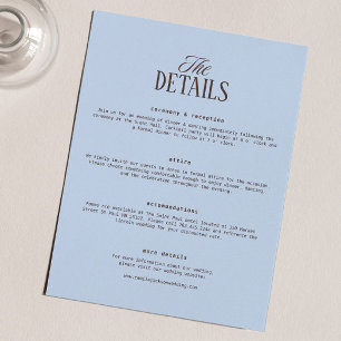 Cartão De Informações Detalhes do Casamento Marrom e Azul
