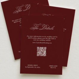 Cartão De Informações Detalhes do Casamento Marrom Moderno Código Qr