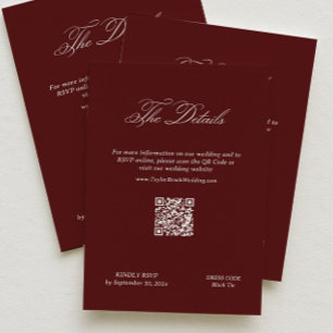 Cartão De Informações Detalhes do Casamento Marrom Moderno Código Qr