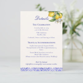 Cartão De Informações Detalhes do Casamento Mediterranean Blue & Lemon B