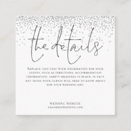 Cartão De Informações Detalhes do Casamento MINI SIZE Script Silver Glit