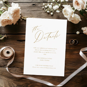 Cartão De Informações Detalhes do casamento minimalista do guião elegant