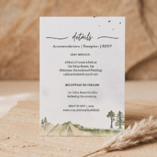Cartão De Informações Detalhes do Casamento Minimalista no Deserto Monta