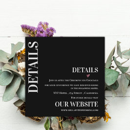 Cartão De Informações Detalhes do Casamento Moderno Contemporâneo de Bra