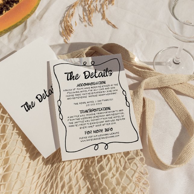 Cartão De Informações Detalhes do Casamento Moderno da Imagem Escrita na (Criador carregado)