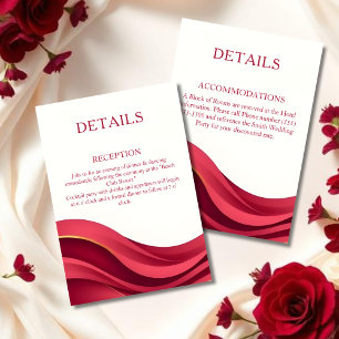 Cartão De Informações Detalhes do Casamento Moderno em Borgonha