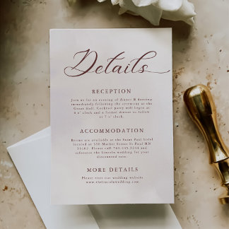 Cartão De Informações Detalhes do Casamento Moderno Minimalista