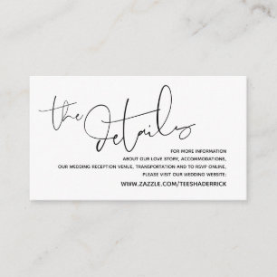 Cartão De Informações Detalhes do casamento moderno, RSVP online