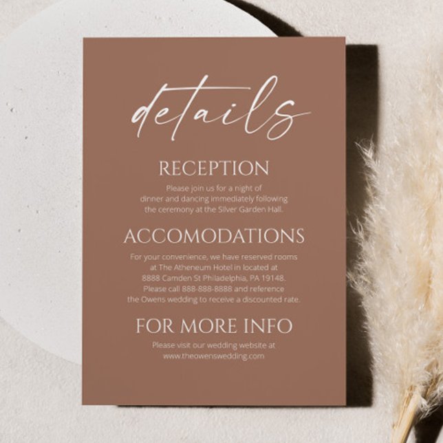 Cartão De Informações Detalhes do Casamento Mousse Mista Minimalista Ele (Criador carregado)