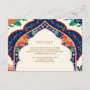 Cartão De Informações Detalhes do Casamento Muçulmano Creme com Relevo F