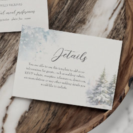 Cartão De Informações Detalhes do Casamento na Floresta de Inverno