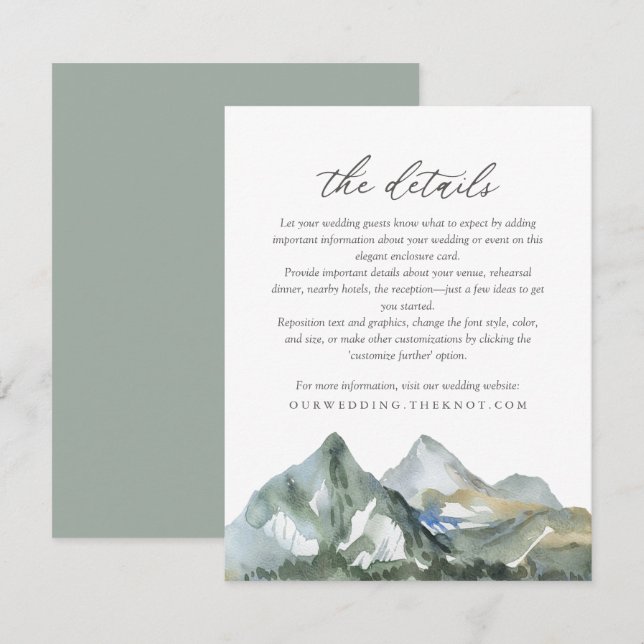 Cartão De Informações Detalhes do Casamento na Floresta de Montanha com  (Frente/Verso)