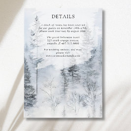 Cartão De Informações Detalhes do Casamento na Floresta Nebulosa e Nevad