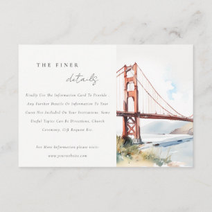 Cartão De Informações Detalhes do Casamento na Ponte Golden Gate de São 