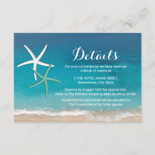 Cartão De Informações Detalhes do Casamento na Praia da Estrela do Mar