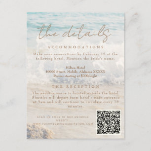 Cartão De Informações Detalhes do Casamento na Praia / Praia / Margem do