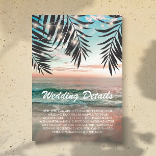 Cartão De Informações Detalhes do Casamento na Praia Tropical   Fio de L