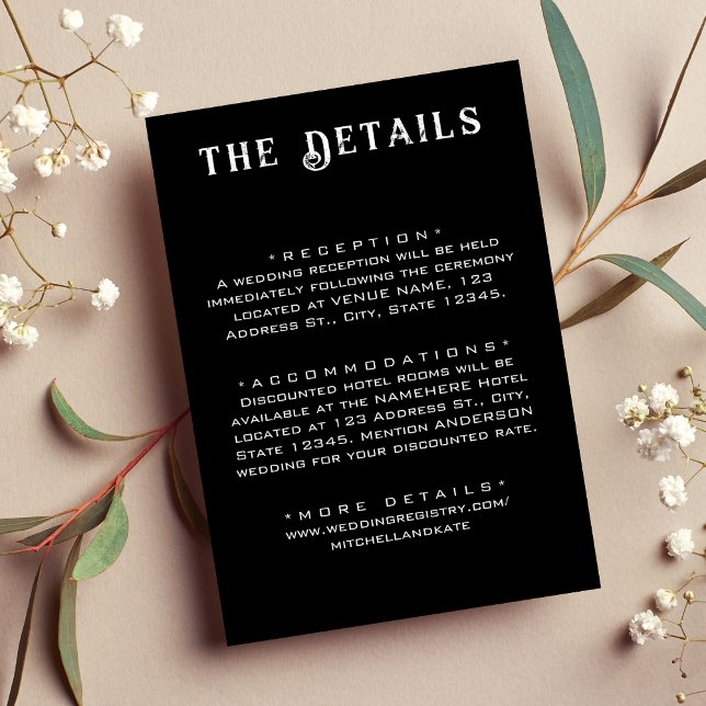 Cartão De Informações Detalhes do Casamento Negro (Criador carregado)