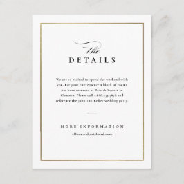 Cartão De Informações Detalhes do Casamento Negro e Branco Elegante Clás