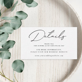 Cartão De Informações Detalhes do Casamento Negro e Branco Elegante Mode