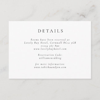 Cartão De Informações Detalhes do Casamento Negro e Branco Minimalista C