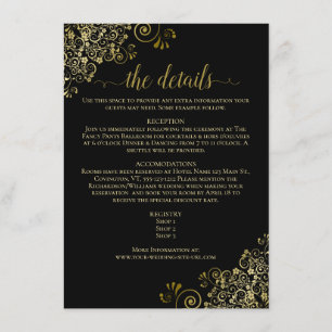 Cartão De Informações Detalhes do Casamento Negro Elegante para Amigos D