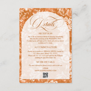 Cartão De Informações Detalhes do Casamento Neutral de Terracotta Floral